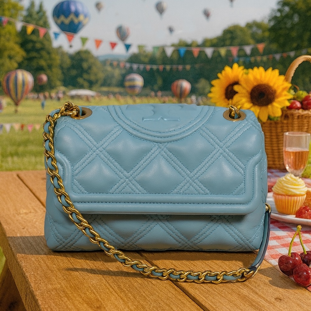 Tory Burch Soft Fleming Small Northern Blue Convertible Shoulder Bag/Crossbody